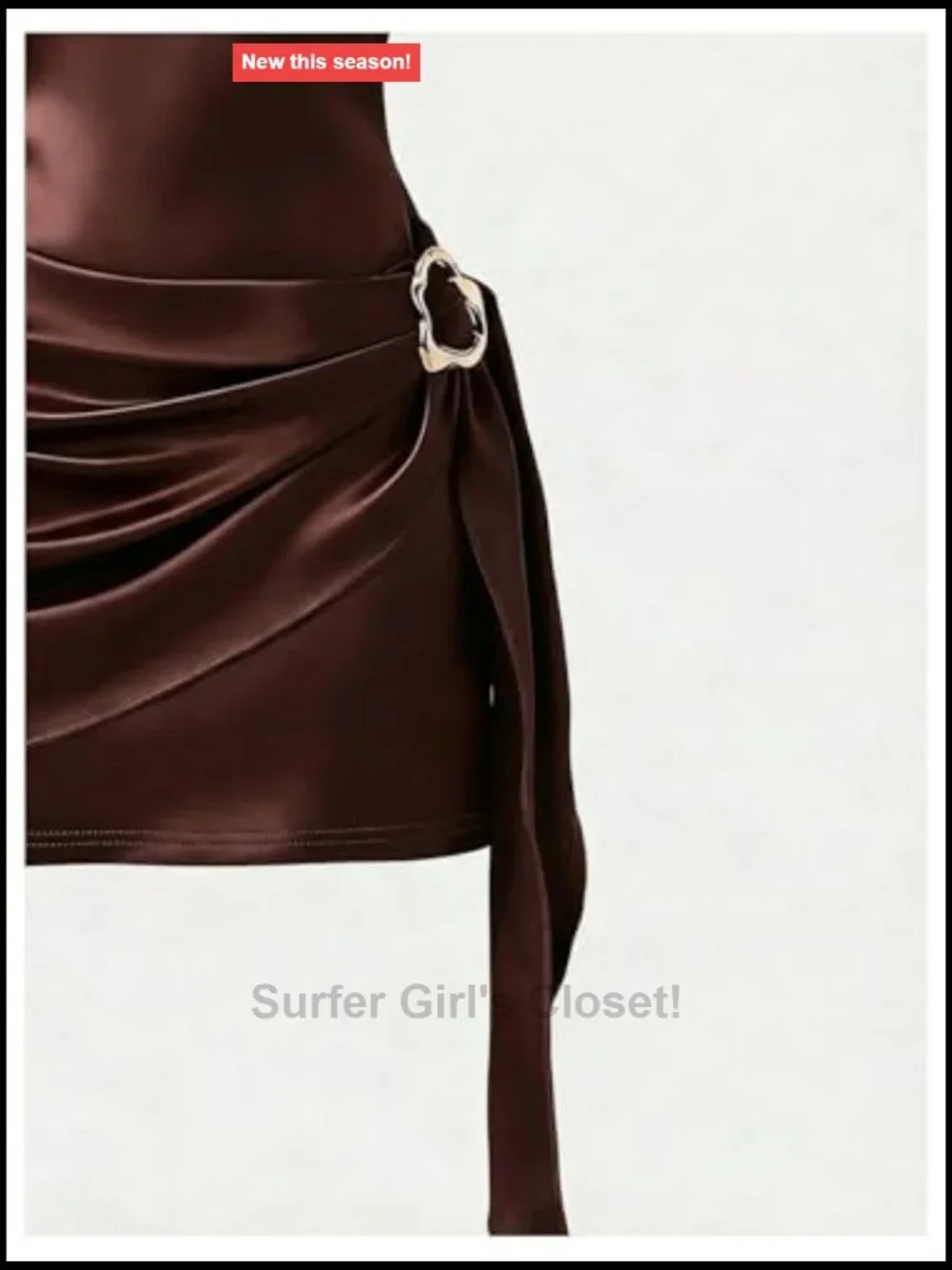 Satin Bodycon Mini Dress Ruched Wrap Hem Party Prom